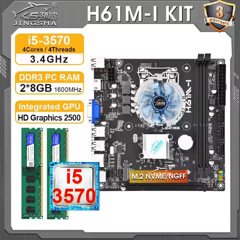 H61 Mini itx Motherboard Kit With I5 3570 Processor And 16GB DDR3 Memory With CPU Fan VGA Placa Mae 