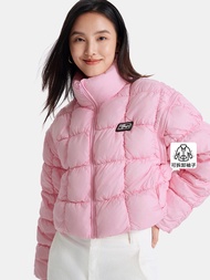 女裝|Logo可拆式袖管立領羽絨外套-粉色
