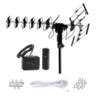 Five Star Outdoor Antenna HD TV Up to 200 Miles Long Range with Motorized 360 Degree Rotation, UHF/V