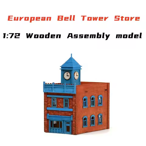 1/72 European Bell Tower Store Architectural Wooden Assembly Puzzle Model DIY Gift