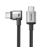 Rocoren 60W 100W PD Type C Charger Cord 90 Degree Elbow Gaming Type C Cable Nylon Braid Cable Wire