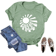 Sunny Printed Short Sleeve T-shirt Crew Neck Design Independent Station Wish Ebay Amazon Stock Avail
