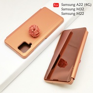 Carristo Samsung Galaxy A22 5G / A22 4G / M32 / M22 Delight Mirror Flip Case Cover Stand Pouch Leath
