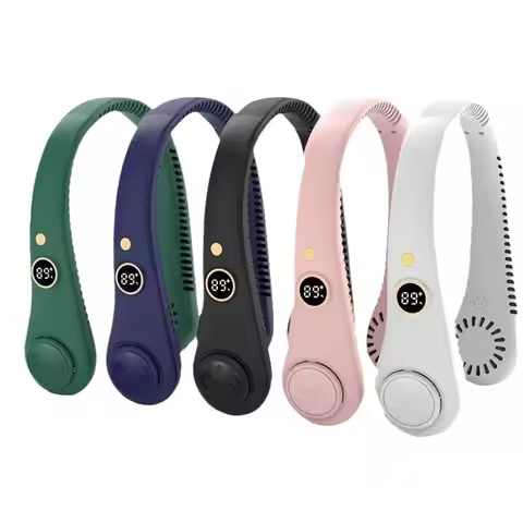 Rechargeable Electric Fan Digital Display Hanging Neck Fan Bladeless Design Electric Fan Bladeless N