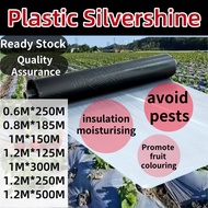 Silvershine 300m 500m 150m 250m Lubang Tebal Roll Plastik Tanaman Penutup Tanah Kebun Kawalan Rumput