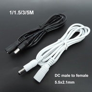 1/1.5/5m white black DC Power supply Male to female connector Cable Extension Cord Adapter Plug 20aw