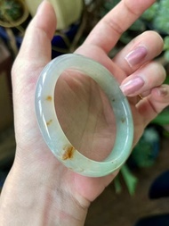 冰種翡翠天然翡翠玉鐲A玉手鐲 玉鈪 • 糯冰種雙彩灑金翡翠貴妃鐲