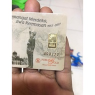 1g Public Gold LBMA Bullion Bar Gold Bar(Au 999.9) MERDEKA KE 60 COLLECTER NO SIRI 777