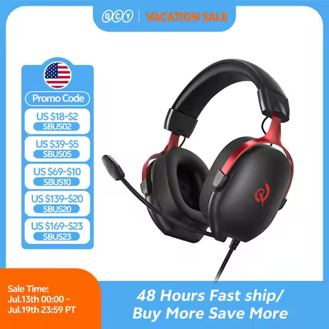 QCY VN200 Pro Wired Gaming Headset With Mic 40mm Driver 7.1 Surround Over Ear Headphones For PC PS4 