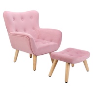 เก้าอี้มีที่วางแขน เก้าอี้มีพนักพิง มีที่วางแขน เด็กผู้หญิง Pink Velvet Toddler Reading Chair Lazy Corner Sofa Kid Lounge Chair Armrest Seat Chair with Backrest and Footstool for Reading Living Room