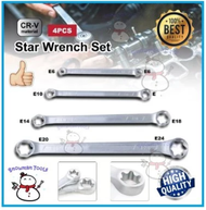 4pcs set E6 E24 Torx Star Wrenches Double End Ring Box Spanner Plum Socket Nut Wrench E8 E10 E12 E14