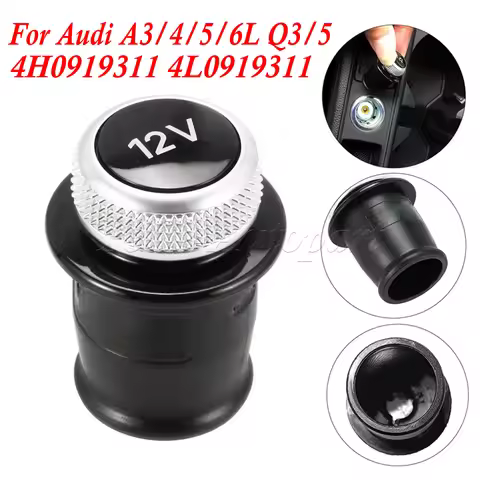 12V Car Cigarette Lighter Cover Chrome Plated Cigarette Lighter Plug For Audi A3 A4 A5 A6L Q3 Q5 RS7