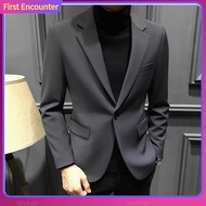 Men Casual Suit Coat Long-sleeve Lapel Suit Coat Mens Formal Suit Jacket for Business Work Single Bu