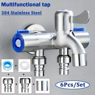 Faucet Diverter One Point Two Adapter Double Head One In Two Out 4 Points Water Valve Washing Machin