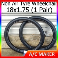 Non Air 18X1.75 Bicycle And Wheelchair Tyre Tayar Mati Basikal Dan Kerusi Roda 18 Inc 1 Pair