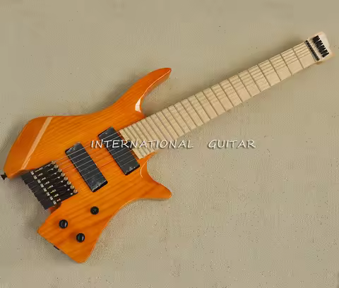 8 Strings Ash Headless Electric Guitar with Fanned Frets ,Maple Fretboard