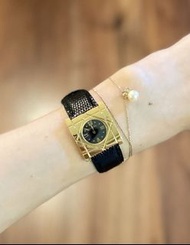 Dior｜女士鍍黃金腕錶，含保卡身分證，PLAQUE OR G10瑞士製造機芯，精品手錶時裝表，稀有錶盤原裝蜥蜴皮錶帶，美到像藝術品！