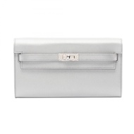 【二手】愛馬仕 HERMES 單肩背包 Kelly To Go 銀色皮革 Kelly Long To Go 銀色小姐全新未使用