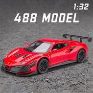 HOT!!!◆❁ pdh711 [RUM]1:32 Scale Ferrari 488 Alloy Car Model Light Sound Effect Diecast Car Toys for Boys Birthday Gift Kids Toys Car Collection