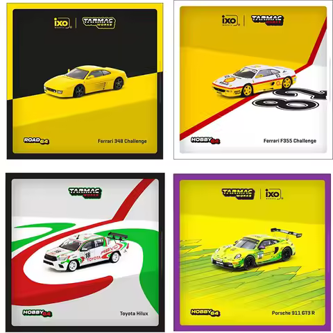 Tarmac Works 1:64 Ferrari F355 348 Challenge F355 Toyota Hilux Hilux White No.18 Alloy Model Car