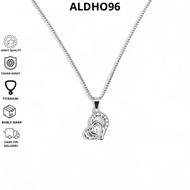 ALDHO96 - Men's Titanium Love Slanted Pendant Necklace Unisex Stainless Steel Anti-RustWanita