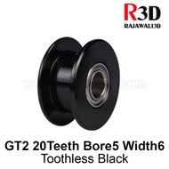 Pulley Idler Timing Belt Tension GT2 W6 D18 B5 20T No Teeth Black