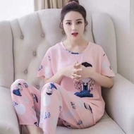 Cotton Spandex Terno Pajama sleepwear For adult women's casual wear suit pajamas，freesize，assorted。