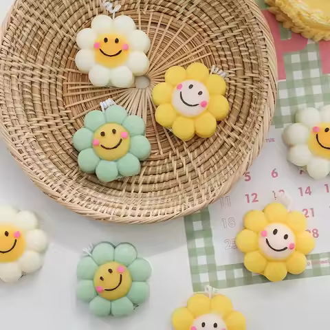 Cute Smiley Face Sunflower Silicone Mold Aromatherapy Candle Moulds Handmade Soap Mold