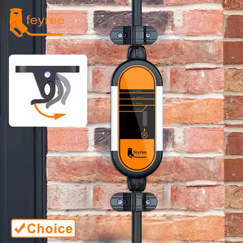 feyree 2pcs Universal Bracket Clamp Fixed Clip Screw Mount Holder Stand for Type2 Portable EV Charge