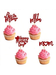 12入組母親節杯子蛋糕插牌,母親節蛋糕裝飾,媽媽蛋糕裝飾,主題派對蛋糕裝飾供應,適用於麵包店