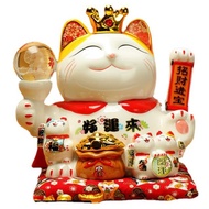 Ceramic Lucky Cat display with lights / Lucky Cat for home, restaurant, hotel / Lucky Cat display