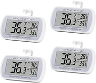 4 Pack Digital Refrigerator Thermometer Fridge Freeze Room Thermometer Waterproof Large LCD Display Max/Min Record Function, White