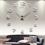 นาฬิกาแขวนผนังขนาดใหญ่ดีไซน์ทันสมัย2023นาฬิกาควอตซ์แบบทำมือ3D นาฬิกาแฟชั่นสติกเกอร์กระจกอะคริลิคห้องนั่งเล่นตกแต่งบ้าน horloge