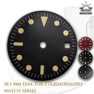 28.5mm Vintage Watch Dial Green Luminous Marker With 4 Feet Fit 2813 2824 2836 Mechanical Watch