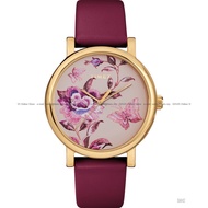 TIMEX TW2U19200 Women's Analog Watch Full Bloom 38mm Leather Strap Burgundy *Original
