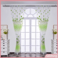   1 Sheet Window Gauze Rod Pocket Design Pastoral Translucent Beautiful Printing Sheer Curtain Home Decoration