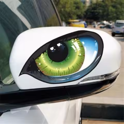 2Pcs Car Stickers 3D Stereo Reflective Cat Eyes Car Sticker Creative Rearview Mirror Sticker Decals 
