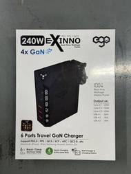 EGO EXINNO 240W GaN 旅行充電器 即時速度顯示 6USB