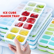 14 Holes Silicone Ice Tray Ice Cube Maker Baby Food Puree Mold Container Lid Bekas Pembuat Ais Batu 