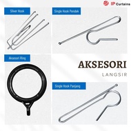 IP CURTAIN 【Ready Stock】Aksesori Cangkuk Single Cangkuk Langsir Metal Besi Pole Rod Hooks Ring Hardw
