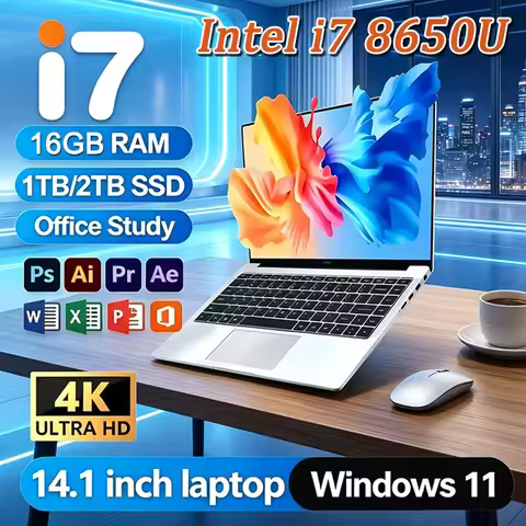 14.1"Laptop Computer PC Intel Core i7 8650U Laptop Ultra Slim Notebook 12GB RAM 1TB 2TB SSD Office S