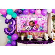 GABBY DOLLHOUSE BIRTHDAY BACKDROP BANNER 6FT X 3FT