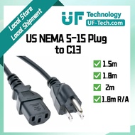 UFTECH US NEMA 5-15P Plug to C13 Power Cord Cable Straight/Right Angle 1.5m/1.8m/2m