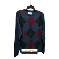 Amara Navy Argyle Cotton Crewneck Sweater | Unisex Sweater