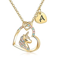 Hot selling Unicorn S925 Silver Heart Letter Necklace Women's Heart Silver Pendant Necklace Lettering Children's Jewelry