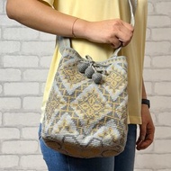 哥倫比亞製 單股編織背帶 Wayuu 編織手工包 金銀