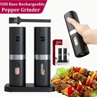 Electric Grinder Portable Grinder Automatic Salt and Pepper Grinder Set with Rechargeable Base 2 Adj