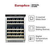 EuropAce 46 Bottles Wine Chiller | EWC 6460S | Electronic Control with Digital Display &amp; Telescopic Wooden Shelves