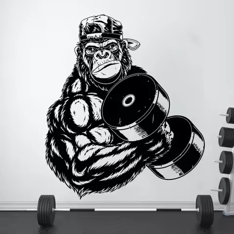 Gorilla Bodybuilder Gym Fitness Wall Decals Show Strong Strength Sticker Vinyl Home Decor Interior D