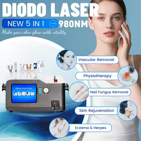 5 in 1 980 NM Diode Lase Machine Vascular Improvement Nail Care Skin Rejuvenation Physiotherapy Ecze